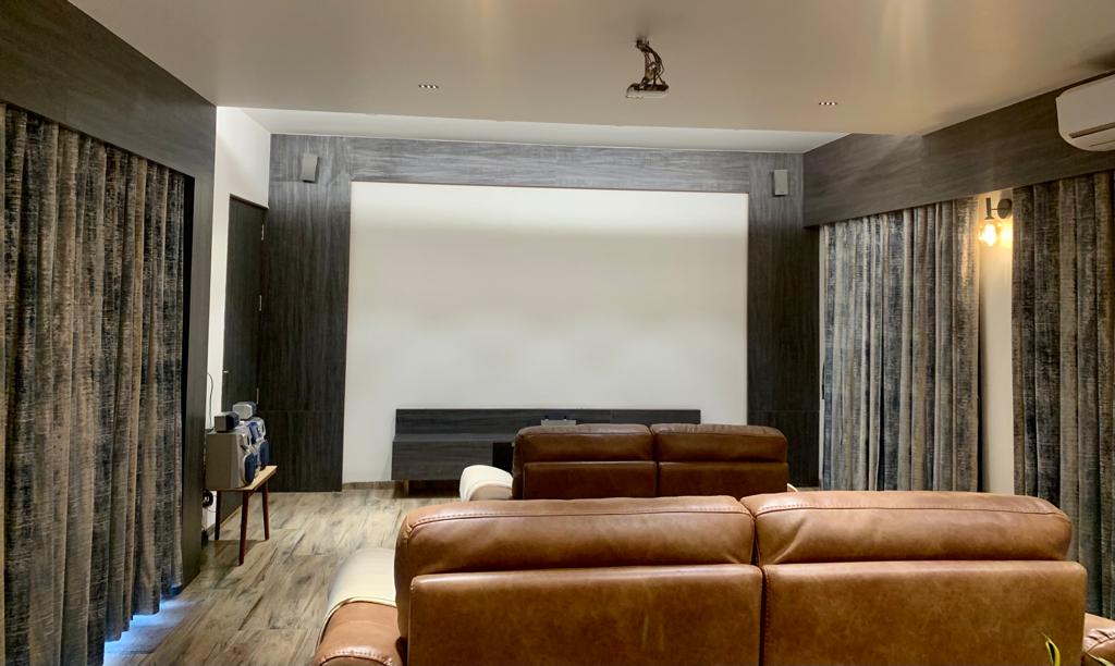 Private home theatre lounge with reclining seating